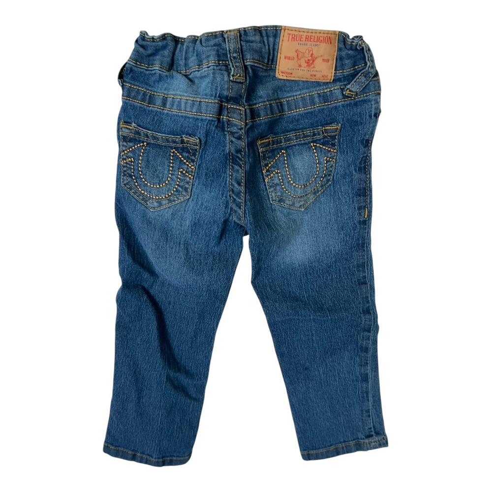 True Religion Geno Relaxed Slim Jeans Kids 3T Blue Straight Denim Elastic Waist
